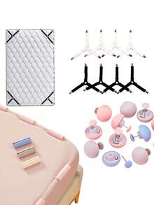 4pcs Bed Sheet Fasteners, Bed Sheet Clips, Triangle Fasteners, Sofa Fasteners, Duvet Clip Fasteners, Non-Slip Blanket Clips, Comforter Fasteners, Non-Slip Bed Sheet Clips, Easy Release Grippers, Back To School Supplies - Multicolor - View 1