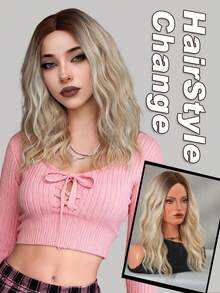 AKAKO Tóc giả bob gợn sóng màu vàng bạch kim thời trang dành cho nữ, dài trung bình 20 inch, kiểu tóc xoăn sóng với mái rẽ, làm từ tóc tổng hợp nguyên chất, chịu nhiệt, thích hợp sử dụng hàng ngày, dự lễ hội âm nhạc, cosplay, phong cách Y2K cá tính và đường phố Gothic. Phụ kiện tóc giả cho các bữa tiệc. - Vàng - Xem 2