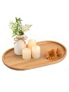 椭圆形木质首饰托盘，适用于梳妆台、浴室台面、咖啡吧、摆放开胃菜、零食；浴室台面首饰碟，家居装饰；返校必备配件