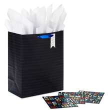 CYPNHallmark - Bolsa de regalo extragrande de 17 pulgadas con papel de seda rayas arcoiris para cumpleaños graduaciones baby shower día del padreFashion - Negro, rojo, azul, verde, blanco, amarillo - Ver 1