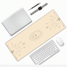 1 件复古极简星月几何图案鼠标垫，艺术独立风格，超大防滑边办公桌垫 - 長方形 - 查看 3