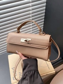Fashionable Women's Shoulder Bag, New Arrival Niche Design Casual Versatile Minimalist Stylish Handbag, Comfortable PU Material Solid Color Design, Adjustable Detachable Long Shoulder Strap, Comfortable Handheld, Spacious, Square Bag - Multicolor - View 4