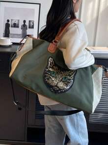 Green Oxford Cloth Large Capacity Versatile Women's Bag Simple Tote Women's Bag Travel Bag Luggage Bag Overnight Bag Carry On Bag Hand Bag Gym Bag For Work School Supplies School Stuff For Back To School For Student Handbag Handbags Weekend Bag Hand Bags For Holiday Outdoor For Business Vacation Hospital For Men And Women Unisex For Suitcase Duffle Bag Duffel Bag For Luggage College Bag Luggage Bags Weekender Bag Hospital Bag Winter - Green - View 4