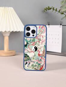 Oriental Style TPU Phone Case For IPhone 17/16/15/14/13/12/11/XS/XSMAX &  S22/S23/S24/S25, Yin - Yang & Mythical Creatures Print, Fashion Accessory For  - Seekers - Màu xanh lam - Xem 7