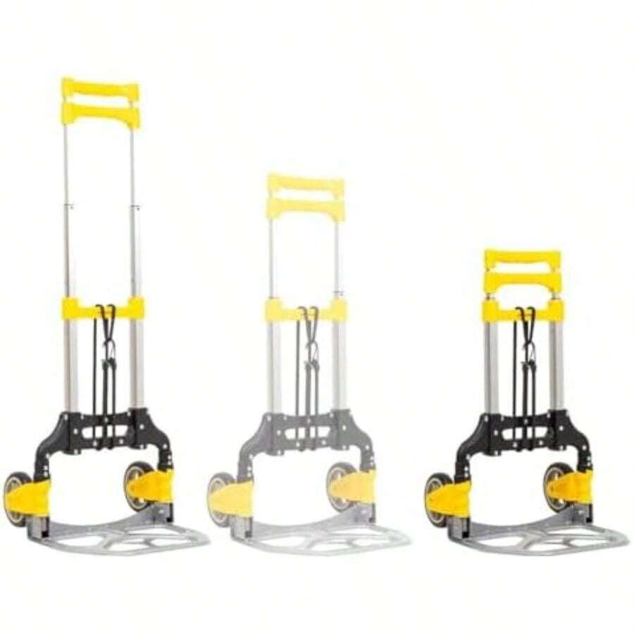 SELECTSHOP Diablito Plegable Compacto De Carga Carretilla Carrito Extendible Carretilla de Mano Plegable de Aluminio con Mango Telescópico Ruedas de Goma ()(Amarillo) - Multicolor - Ver 1