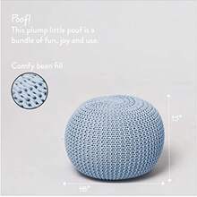 Urban Shop NK640502 Round Knit Pouf Blue - Azul - Ver 2