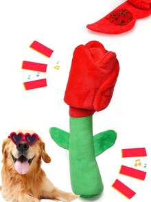 Rose Flower Dog Puzzle Toy, Plush Valentine's Day Dog Toy With Squeaky Sniff Mat, Stuffed Rose Flower Dog Toy, Valentine's Gift, Suitable For Puppies, Small, Medium, Large Dogs - Multicolor - View 1