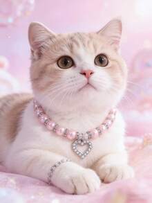 1 件装宠物爱心钻石项链；颈围可调节；猫咪项链；狗狗项链；宠物配饰；宠物用品 - 粉色 - 查看 26