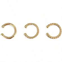 3-Piece Clip-On Earrings Set Non-Pierced Ear Jewelry For Women & Girls - Vàng - Xem 3