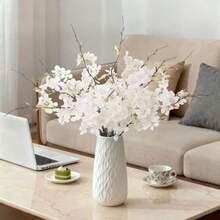 12 PCS Faux Cherry Blossom Branches Decor 18.11 Inch Fake Artificial Cherry Flowers For Home Indoor Decoration Vase Arrangement Table Living Room Bedroom Spring Decor - 12件套裝 1811吋 白色 - 查看 6