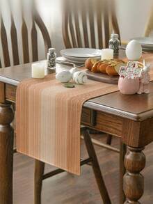 1pc Linen Look Table Runner, Solid Color Modern Linen-Like Table Mat, Washable For Kitchen, Dining Table, Party, Wedding Decor, Foyer, Home Gathering, Coffee Table - Burnt Orange - View 4