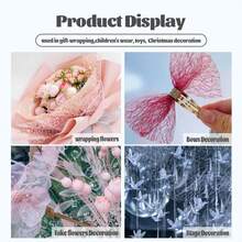 Brown Kraft Paper, Printed Polyester Ribbon With English Letters, Floral Wrapping Satin Ribbon For Flower Shops, Jacquard Mesh Hollow Floral Wrapping Paper, Flower Shop Supplies, Flower Bouquet Wrapping Paper, Fresh Flowers & Floral Supplies, Suitable For Birthday, Wedding, Valentine's Day Gift Wrapping, DIY Craft Gift Packaging - Multicolor - View 6