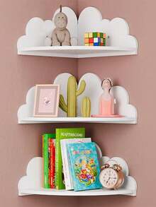 1pc Cloud Shaped Wall Shelf, Cute Wall Decor & Storage Rack For Kids Room Corner - White - View 1