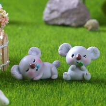 4pcs Cute Cartoon Grey Koala & Sloth Miniature Landscape Decor, Car Interior Desktop Ornament, Mini Resin Accessory For DIY Decoration - Koala Figurine - View 5