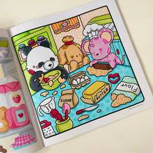 46 Pages - 220g, Cute Chef Hat Puppy Coloring Book, Adorable Healing Style, Chef Hat Puppy Elements, White & Red Color Scheme, With Brim Details, Relaxing Doodle, Stress Relief Coloring, Suitable For Stationery, School Supplies, Great Gift For Girls, Valentine's Day, New Year - COZY FRIENDS - View 8