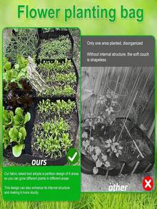 Black Multi-Pocket Planting Bag, Breathable Non-Rotting Root, Balcony Yard Vegetable Flower Planting Trough, Reusable Non-Woven Fabric Planting Box For Home Gardening, Large Capacity Planting Trough, Movable Rectangular Planting Bag, Home Vegetable Garden Planting Trough, Multiple Sizes Available, High-Raised Vegetable Garden Planting Bed, Vegetable Planting Bag, Large Garden Felt Bag, Reusable Large Capacity Potato Planting Container - Black - View 4