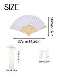 3/15/30支装白色和绿色纸扇套装,白色竹制折叠手扇,优雅女士便携式纸扇,夏季白色和绿色婚礼回礼,配有绿色领结和透明收纳袋,适用于新娘送礼会、生日派对赠品、拍照道具和婚礼派对装饰 - 彩色 - 查看 8