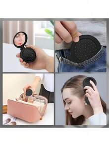 10pcs Espejo Y Peine De Bolsillo Paquete, Granel,espejo pequeño,Mayoreo, espejo de tocador compacto, decoración del hogar para la sala de estar, dormitorio, baño, viaje, boda, fiesta, cumpleaños, regalo para hombres, mamás, papás, mejores amigos, profesores, accesorios de Año Nuevo, regalo divertido - Negro - Ver 9