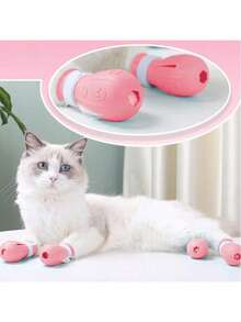 4只猫咪鞋套，爪套，防抓硅胶鞋，猫咪美容手套，适用于洗澡、修剪指甲、清洁耳朵等。
