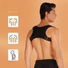 Ceinture correctrice de posture confortable - Orthèse réglable et respirante - Soutien sans couture du haut du dos, de la colonne vertébrale, du cou et des épaules - Convient pour un port quotidien, stabilisation de la clavicule, soutien du dos, correction de la posture, soulagement des douleurs dorsales - Convient pour la scoliose, améliore la posture du dos et fournit un soutien lombaire, convient pour les adultes, les étudiants, les travailleurs de bureau et les personnes âgées - Noir - Voir 6