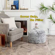 Asuprui - Puf otomano gris sin relleno otomano sin relleno 20 x 20 x 12 pulgadas puf redondo para asiento de puf silla plegable almacenamiento solo para sala de estar y recámara - Cubierta de puf gris nieve sin relleno - Ver 5