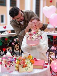 5pcs Love Letter Flower Bouquet Gift Box, Handheld Flower Box, DIY Creative Envelope Viral Floral Folding Gift Box, Fresh Flower Packaging Box - Multicolor - View 7