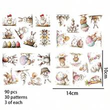 1 Bộ (90 miếng dán chủ đề Lễ Phục Sinh đầy màu sắc) Hình ảnh thỏ Phục Sinh ngộ nghĩnh, trứng, cừu, bộ nhãn dán tự dính, decal trang trí sổ lưu niệm DIY, phụ kiện nhật ký ngày lễ, đồ dùng làm sổ lưu niệm, đồ thủ công, nhãn dán trang trí quà tặng, sổ tay, bình nước, máy tính xách tay - Màu be - Xem 2