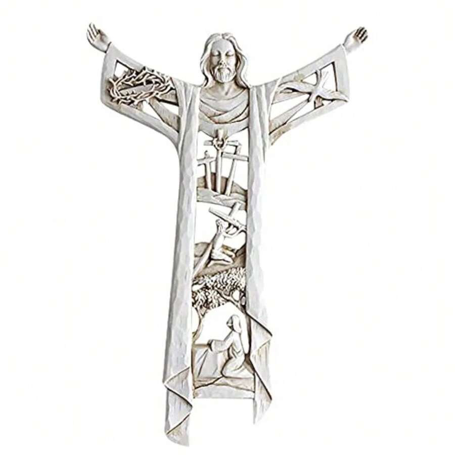 CYPNSEEKVER Escultura de Jesús De Oración De Crucifijo De La Pared De La Cruz DeFashion - como en la foto - Ver 1