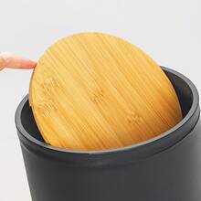 High-Quality Anti-Slip Bathroom Trash Can, Toilet Brush, Soap Dish, Toothbrush Holder, Bamboo Cover Bathroom Accessory Set, New Home, Hotel, Gift Box - Multicolor - View 9