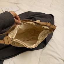 夏季草编时尚简约单肩斜挎小包，2025新款沙滩编织包 - 米色 - 查看 2