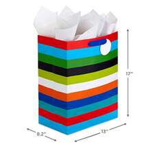 CYPNHallmark - Bolsa de regalo extragrande de 17 pulgadas con papel de seda rayas arcoiris para cumpleaños graduaciones baby shower día del padreFashion - Negro, rojo, azul, verde, blanco, amarillo - Ver 4