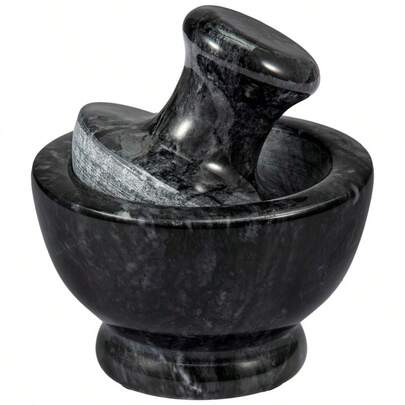 Mortar And Pestle Set, Marble Mortar And Mushroom Pestle, 1/2 Cup, Stone Grinder With Brush Placemat, Suitable For Pills And Spices, Easy To Grip, Effortless Fine Grinding, Pill Crusher.