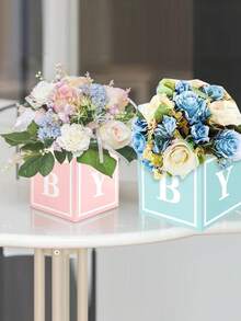 Bộ 8 món/4 món/2 món đồ trang trí trung tâm bàn tiệc mừng em bé, đồ trang trí hình khối em bé, hộp hoa em bé để trang trí bàn ăn, hộp bóng bay màu hồng có chữ cái, thích hợp cho tiệc rửa tội bé trai và bé gái, tiệc rửa tội, tiệc tiết lộ giới tính, trang trí hoa và bàn, tiệc kỷ niệm, tiệc sinh nhật, tiệc cô dâu, tiệc độc thân, tiệc công chúa. - Nhiều màu - Xem 6