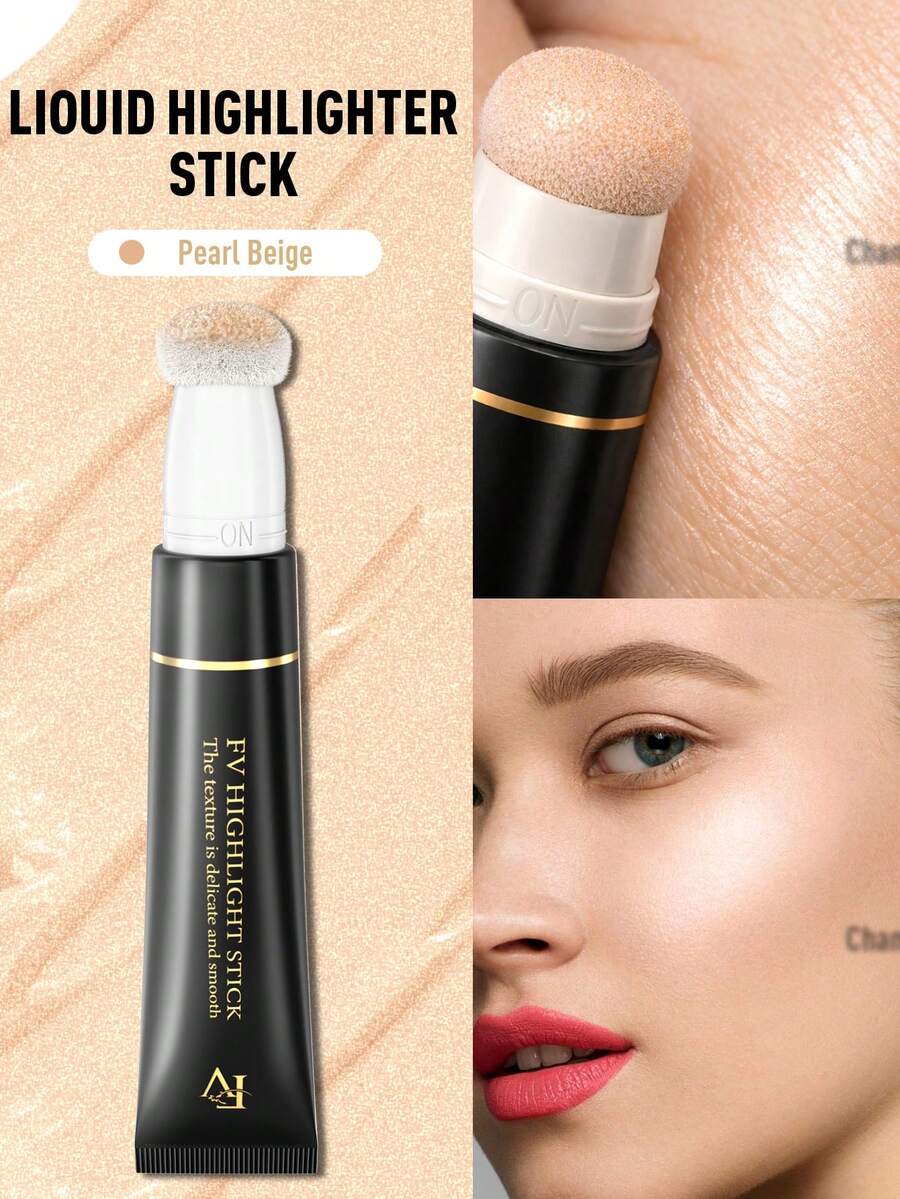 FV Glow Liquid Highlighter-Stardust Pink Gold Champagne Highlighter Long Lasting Creamy Texture Face Illuminator Shaping StickHigh-Shine Finish Long Wear Brightening Non-Caking Glow Highlighter Makeup Brand Beauty Makeup Face Paint Cosmetic For Women Girls Perfect For Winter Ideal For Y2K Fancy Fashion Suitable For Birthday Gift Party Ready Best Color - 02 Pearl Beige - 查看 1