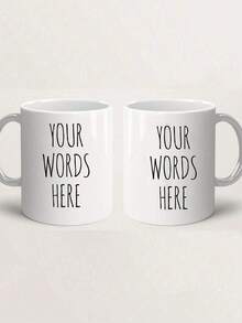 1pc Customized Mug, Coffee Cup, Personalized Mug With Customizable Name Or Text, White Ceramic Mug, Personalized Coffee Cup With Customizable Letters And Name - Customized Design - Multicolor - View 20