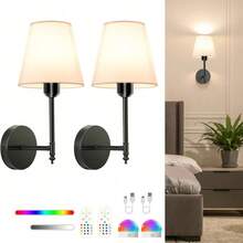 Rechargeable Battery Powered Wall Lamp, Gold Wireless Wall Light With 2000 MAh Battery, Dimmable & Detachable Bulb With Remote Control, 15 Colors, Suitable For Bedroom, Living Room, Corridor Decor - Tri Color+RGB - View 15