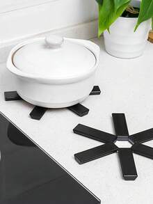 1-3pcs Multi-Functional Foldable Heat Resistant Mat - Heat Resistant Non-Slip Kitchen Mat, Space Saving, Easy Storage, Suitable For Home Kitchen Pot Holders, Hotel Restaurant Wok, Casserole, Dry Pot - Heat Resistant, Non-Slip, Heat Insulation Pad - Black - View 5
