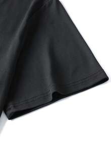 Men's Solid Color Casual Loose V-Neck Short Sleeve T-Shirt - Black - View 6