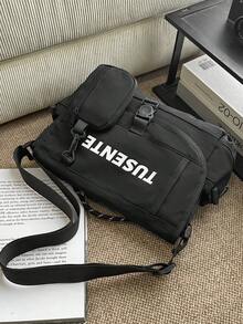 男士休闲单肩包，适合日常通勤、旅行、购物和散步等多种场合。 - 黑色 - 查看 9