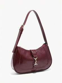 Novachic,1pc Retro Minimalist Hook Decor Adjustable Shoulder Strap Crescent Shape Bag, Suitable For Date, Outing, Party,Valentine's Day, Valentines, Valentines Day, Bag Charm, Purse Charm, Bag Charms, Beach Accesories For Women, Beach, Beach Bag, Vacation Essentials, Airplane Travel Essentials, Cruise Essentials, Valentines Gift, Valentine's Day Gift [US-Based Shipping]. - 酒紅色 - 查看 10