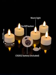 6/12/24 Stück LED Teelichter mit Fernbedienung, flackernde flammenloses Teelichter, batteriebetriebene Kerzen für Heim-Dekoration, Hochzeit, Party, Esszimmertisch, Hof, Garten, Valentinstag, Geschenk, Kerzenerwärmer, Abendessen - Weiss - Übersicht 9