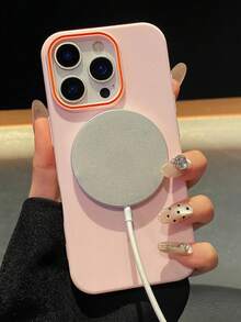 1pc Silicone Minimalist Matte Touch Wireless Charging Magnetic Phone Case, Compatible With IPhone 17Pro Max 17Pro Soft Silicone Back Cover