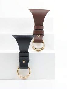 1PC Vintage Medieval Skirt Clip, Retro Faux Leather Belt Skirt Holder With Double Ring, Renaissance Costume Accessory For Women - A - View 9