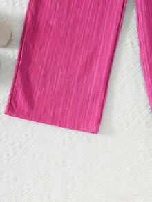 Tween-Mädchen Outfit mit ärmelloser Bluse + einfarbiger langer Hose, 2-teilig mit Rüschen, Lässig für Urlaub, Frühling/Sommer - Heißes Pink - Übersicht 6