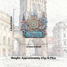 1pc Prague Astronomical Clock & Charles Bridge 3D Painting Fridge Magnet, European Architecture Souvenir Magnet, Home Decor Creative Gift, 3D Embossed Resin Crafted PVC Fridge Magnet, Kitchen Decor, Famous Landmark Magnet, Travel Lover Home Decor Gift - Multicolor - View 10