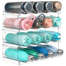 CYPNOrganizador Apilable de Botellas de Agua para Clóset - Organización y Almacenamiento de Despensa de CocinOrganizador de Botellas de Agua de 4 Niveles 16 para Gabinete Cocina Clóset OficinaFashion