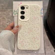 1个TPU材质花卉蝴蝶结设计时尚手机壳，兼容三星A05s、A12、A13、A14、A14 4G、A15、A21s、A23、A25、A32、A32 5G、A34、A35、A50s、A51、A52、A53、A54、A55、A71、A72、A73、S10、S20 FE、S20 Ultra、S21 Ultra、S22、S22 Plus、S23、S24、红米10C、12C、Note 10、11、12、13、Pro Plus、Note 8、9 Pro，全包防摔软壳手机保护套 - 白色 - 查看 2