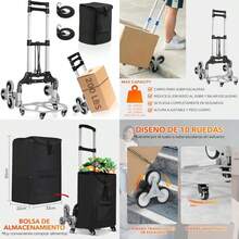 Carro de Compra Plegable,200LBS Carro de Mano para Subir escaleras con asa telescópica y Ruedas universales,carrito supermercado 2 SOGA y Bolsa de Impermeable extraíble, para Mover, Compras(default) - Multicolor - Ver 1
