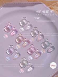 12毫升容量，2025秋冬新款女士圣诞礼盒套装，包含7种颜色：月光极光紫、金、黄、紫棕色底色，搭配彩色玻璃珠、水晶石和猫眼造型凝胶指甲油。适合所有季节美甲，需搭配底油和亮油使用，并需使用UV灯固化。植物基凝胶指甲油套装，适合初学者，可用于居家、办公、通勤、约会等各种场合。畅销沙龙级品质，持久28天。 - 彩色 - 查看 35