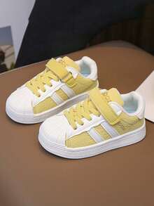 1 đôi giày thể thao da trẻ em unisex dễ thương, giày chạy bộ đế mềm chống trượt thoáng khí thời trang đa năng cho trẻ nhỏ/trẻ lớn, thích hợp cho mùa xuân, hè và thu. - Màu vàng - Xem 3